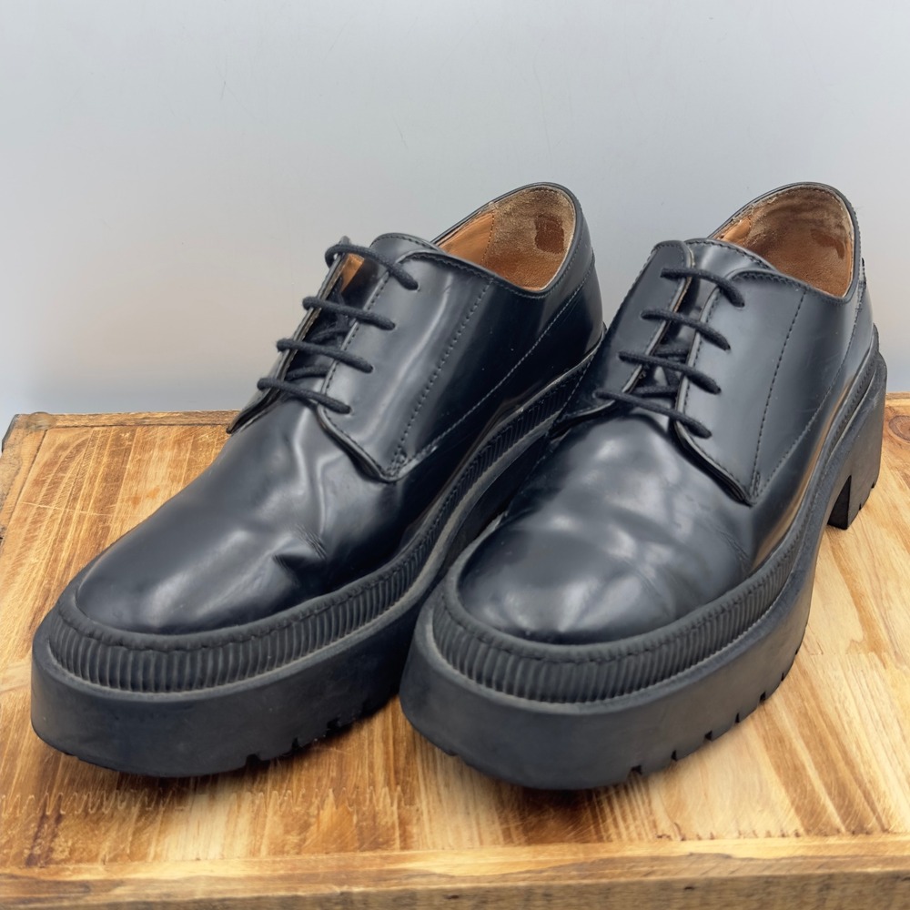 & Other Stories Black Leather Chunky Platform Oxford Shoes US 8 Goth Punk Grunge
